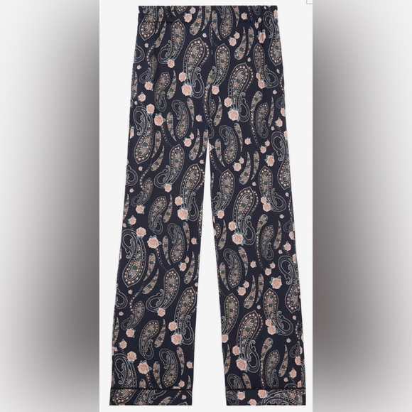 NWT The Kooples Printed Pants Sz 2 (M) Paisley Floral Flowy 30” inseam - Picture 1 of 12